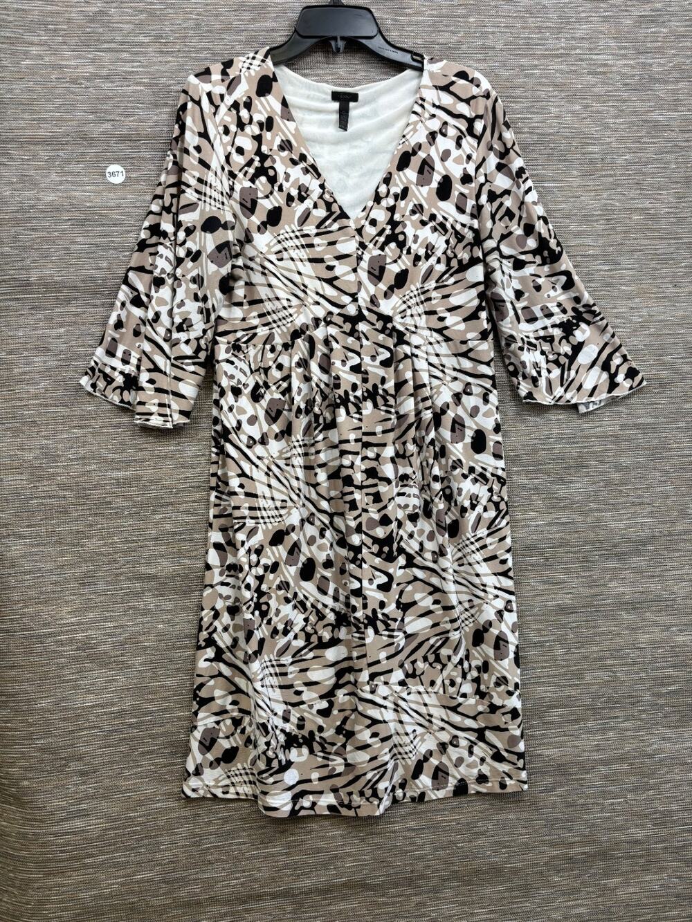 Soma Printed Flare Sleeve Jersey Knit Mini Dress Empire Waist Boho V Neck Size M